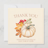 Rustikale Terrakotta Herbstkuppen Pumpkins Hochzei Dankeskarte (Vorderseite)