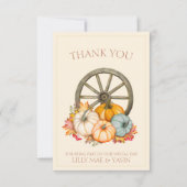 Rustikale Terrakotta Herbstkuppen Pumpkins Hochzei Dankeskarte (Vorderseite)