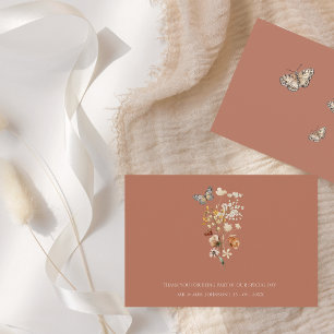 Rustikale Terrakotta Herbstliche Wildblumen Hochze Dankeskarte