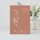 Rustikale Terrakotta Herbstliche Wildblumen Hochze RSVP Karte (Stehend Vorderseite)