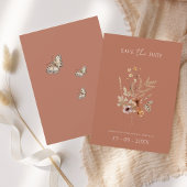 Rustikale Terrakotta Herbstliche Wildblumen Hochze Save The Date