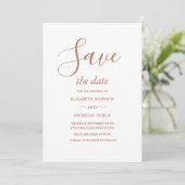 rustikale Terrakotta-Hochzeit im Herbst Save the D Date (Stehend Vorderseite)