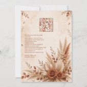 Rustikale Terrakotta-Pampasgras-Boho-Hochzeit Einladung (Rückseite)