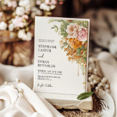 Rustikale Terrakotta-Rosa Blumen Boho-Hochzeit Einladung