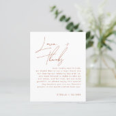 Rustikale Terrakotta-Script-Hochzeitsempfangskarte (Stehend Vorderseite)