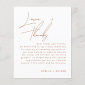 Rustikale Terrakotta-Script-Hochzeitsempfangskarte (Vorderseite)