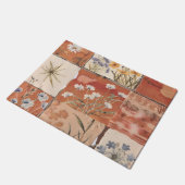 Rustikale Terrakotta-Wildblumen-Patchwork-Boho-Frü Fußmatte (Schrägansicht)