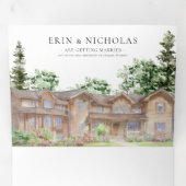 Rustikale Tetongebirge | Illustrierte Hochzeit Dreifach Gefaltete Einladung (Innen Erste Seite)