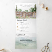 Rustikale Tetongebirge | Illustrierte Hochzeit Dreifach Gefaltete Einladung (Innenseite)