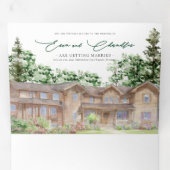 Rustikale Tetongebirge | Illustrierte Hochzeit Dreifach Gefaltete Einladung (Innen Erste Seite)