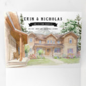 Rustikale Tetongebirge | Illustrierte Hochzeit Dreifach Gefaltete Einladung (Innen Erste Seite)