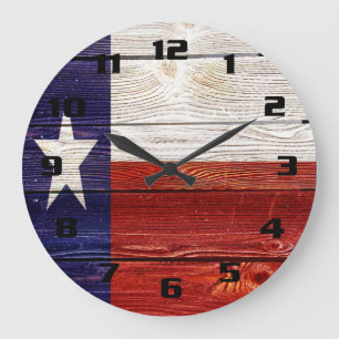 Rustikale Texas-Flagge Große Wanduhr