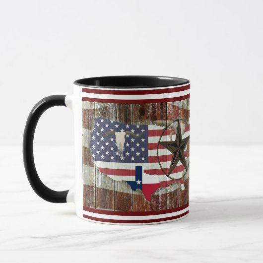 Rustikale Texas Lone Star Texas Long Horn Tasse (Links)