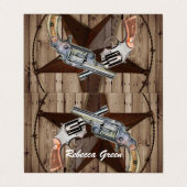 rustikale Texas Star Cowboy Western Pistolen Visitenkarten (Außenseite Aufgefaltet)