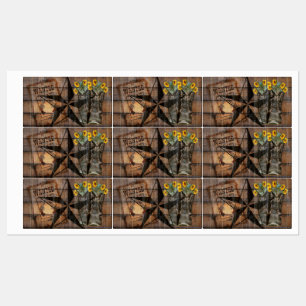 Rustikale Texas Star Western Pistol Cowboy Boots Etiketten