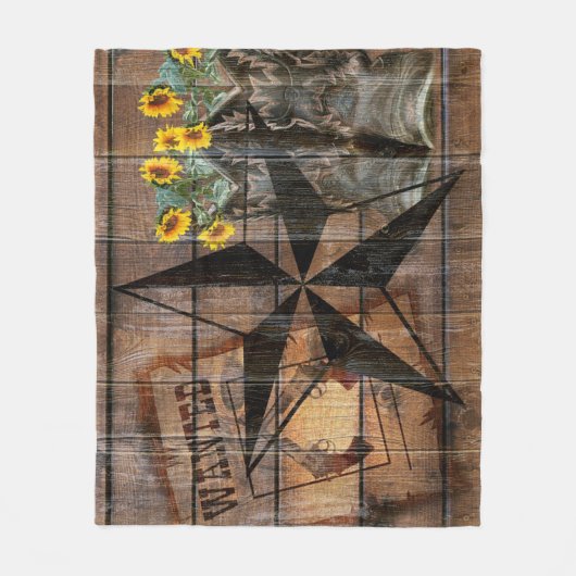 Rustikale Texas Star Western Pistol Cowboy Boots Fleecedecke (Vorderseite)