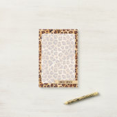 Rustikale Textil Leopard Print Add Name Large Post-it Klebezettel (Auf Schreibtisch)