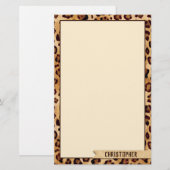 Rustikale Textilien-Leopard-Druck-Name unten Briefpapier (Vorne/Hinten)