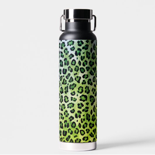 Rustikale Textilien Leopard drucken grün Trinkflasche (Vorne)