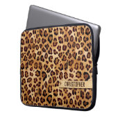 Rustikale Textilienleopard - Name Laptopschutzhülle (Vorderseite Links)