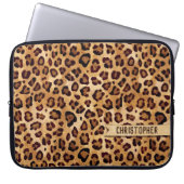 Rustikale Textilienleopard - Name Laptopschutzhülle (Vorderseite)
