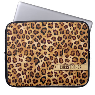 Rustikale Textilienleopard - Name Laptopschutzhülle