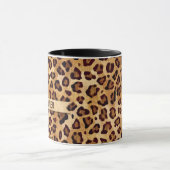 Rustikale Textilienleopard - Name Tasse (Zentrum)
