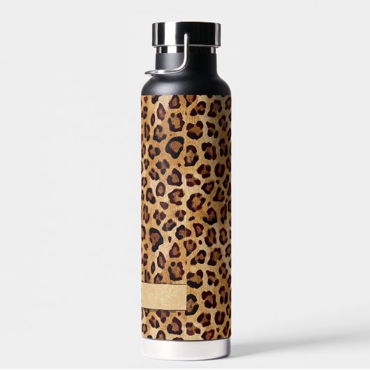 Rustikale Textilienleopard - Name Trinkflasche (Rechts)