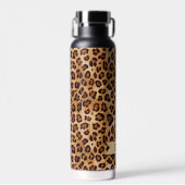 Rustikale Textilienleopard - Name Trinkflasche (Vorne)