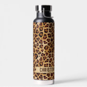 Rustikale Textilienleopard - Name Trinkflasche (Links)