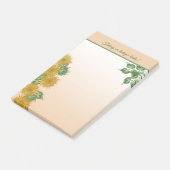 Rustikale Textur Goldene Blume und Blätter Kunstwe Post-it Klebezettel (angewinkelt)