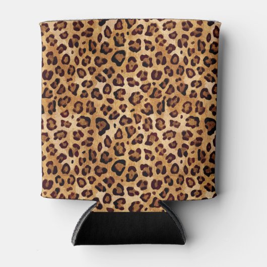 Rustikale Textur Leopard Print Dosenkühler (Vorderseite)