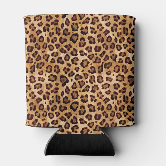 Rustikale Textur Leopard Print Dosenkühler (Rückseite)