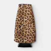 Rustikale Textur Leopard Print Flaschenkühler (Vorderseite)