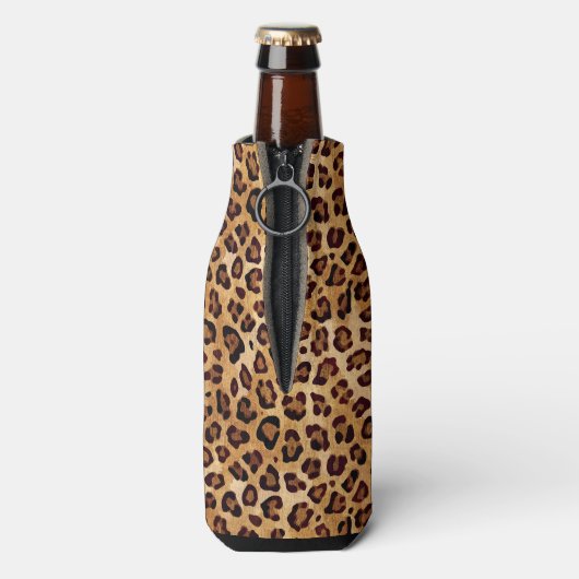 Rustikale Textur Leopard Print Flaschenkühler (Flasche Rückseite)