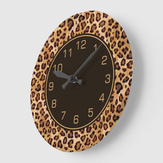 Rustikale Textur Leopard Print Große Wanduhr (Winkel)