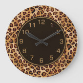 Rustikale Textur Leopard Print Große Wanduhr (Vorderseite)