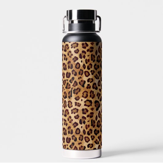 Rustikale Textur Leopard Print Trinkflasche (Rückseite)