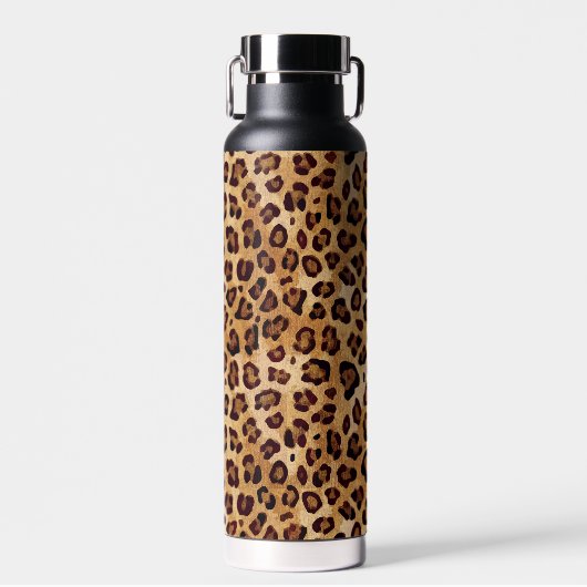 Rustikale Textur Leopard Print Trinkflasche (Vorne)