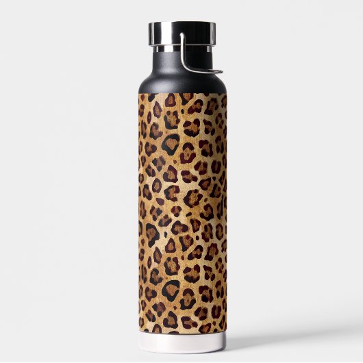 Rustikale Textur Leopard Print Trinkflasche (Links)