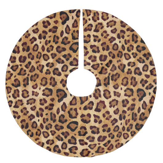 Rustikale Textur Leopardrucke Polyester Weihnachtsbaumdecke (Vorderseite)