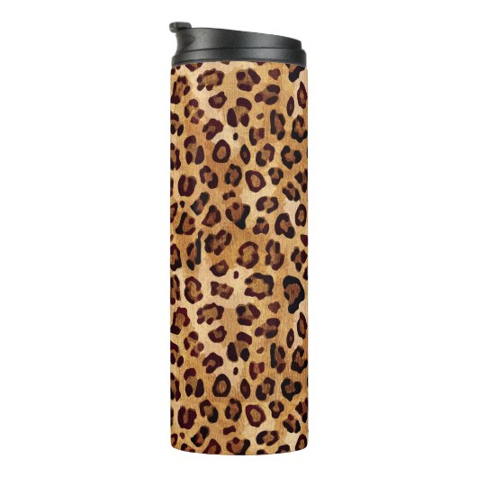Rustikale Textur Leopardrucke Thermosbecher (Nach rechts gedreht)