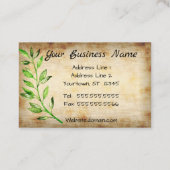 Rustikale Textur mit Blätter und Blume Visitenkarte (Rückseite)