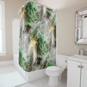 Rustikale Textur unter schwimmender grüner und gel Duschvorhang (Beispiel)