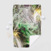 Rustikale Textur unter schwimmender grüner und gel Golfhandtuch (Insitu)