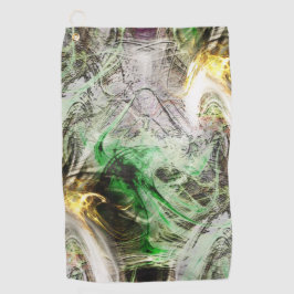 Rustikale Textur unter schwimmender grüner und gel Golfhandtuch