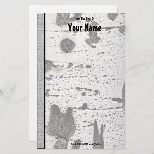 Rustikale Textur weiß Quaking Aspen Bark Fotografi Briefpapier (Vorne/Hinten)