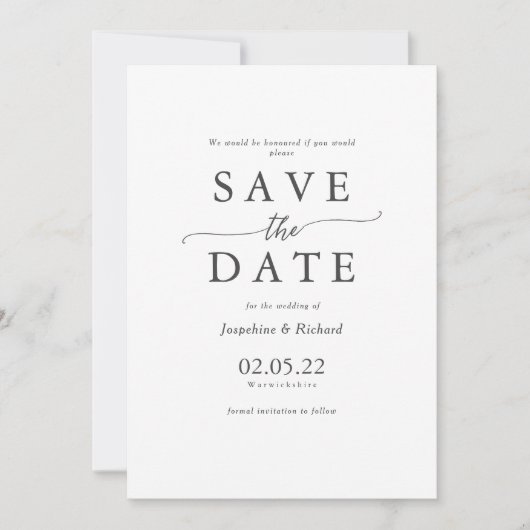 Rustikale Textvorlage Hochzeit speichern das Datum Einladung (Vorderseite)