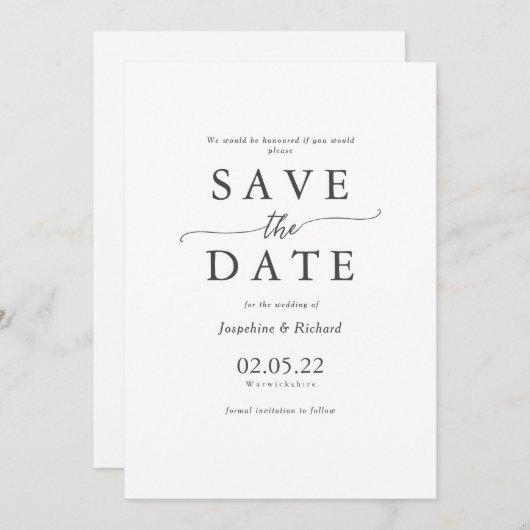 Rustikale Textvorlage Hochzeit speichern das Datum Einladung (Vorne/Hinten)