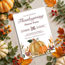 Rustikale Thanksgiving-Dinner-Kürbis-Herbstblätter